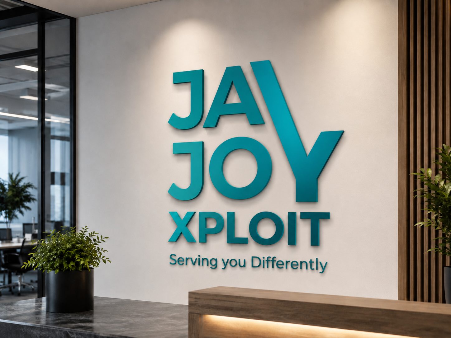 JAYJOY XPLOIT signage in the office reception