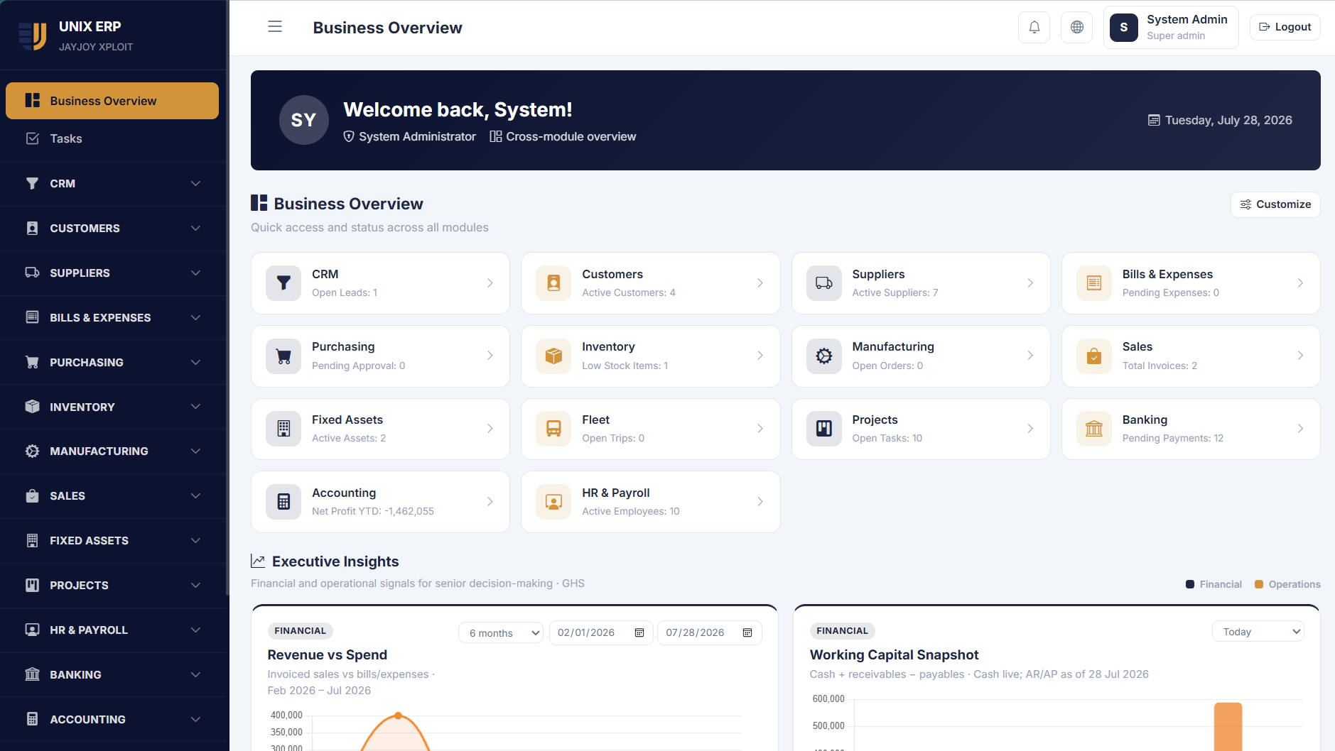 UNIX ERP — view 1